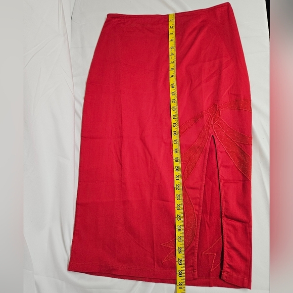 Anthropologie Maeve Bombshell Bow Midi Pencil Skirt In Red Size Large NWT - Picture 9 of 14